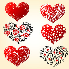 Vector Illustration. Set heart icons, concept of love. hand drawn icons and illustrations for valentines and wedding.	