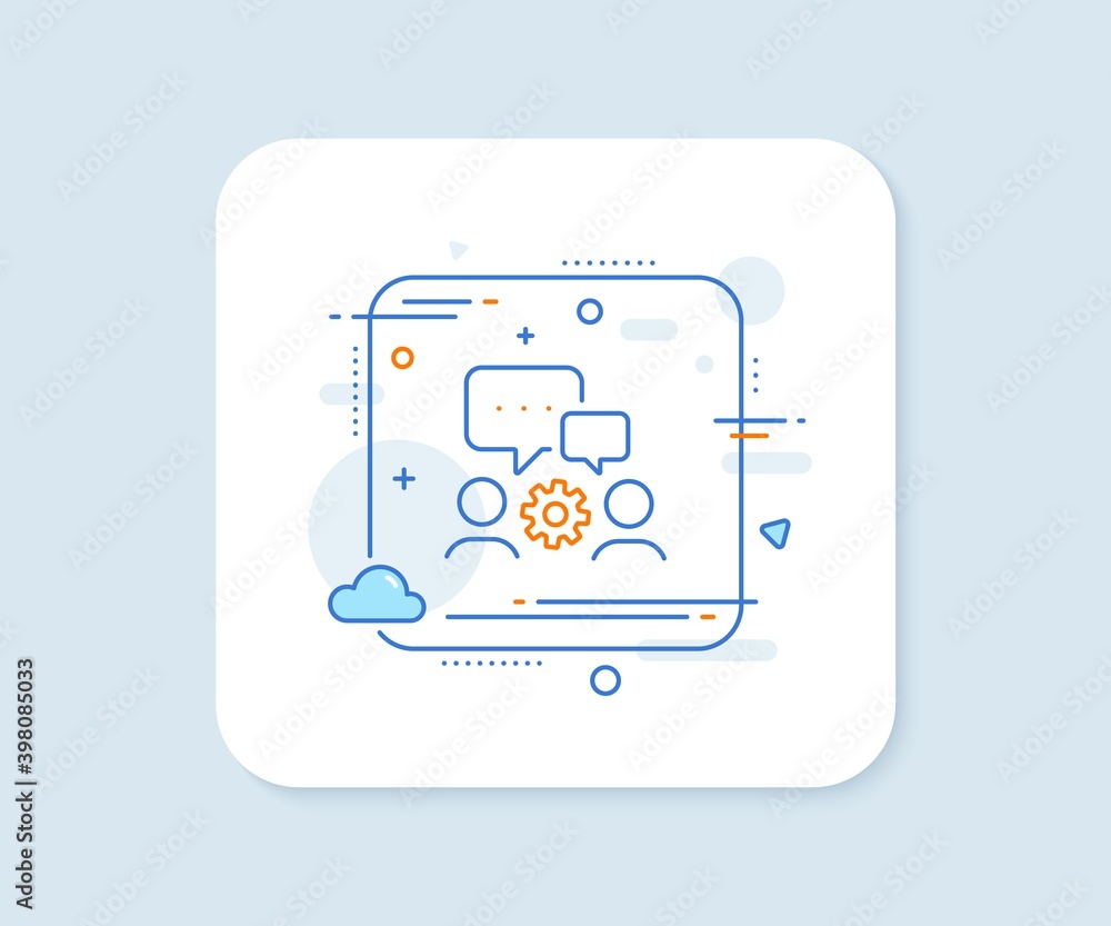 Poster engineering team line icon. abstract square vector button. engineer or architect group sign. working