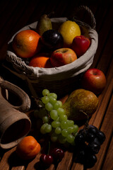 Nature morte corbeille de fruits