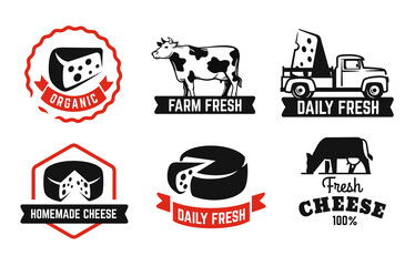 cheese emblem black set for farm products