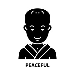 peaceful icon, black vector sign with editable strokes, concept illustration