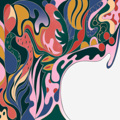 bright frame with colored elements of different shapes