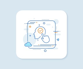 Head line icon. Abstract square vector button. Select user sign. Checkbox symbol. Select user line icon. Quality concept badge. Vector