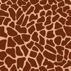 Seamless giraffe skin pattern. Animal skin in vector. Print for clothing, dress, fabric, background printing. Seamless colorful giraffe pattern. Vector image. Safari texture, zoo, jungle.