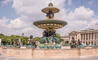 Fototapeta na wymiar On the Place de la Concorde Fountain of the Rivers