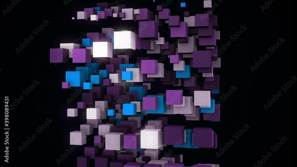 Aufkleber tower of cubes on black background. animation. 3d structure of floating colorful cubes. endless towe