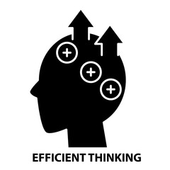 efficient thinking icon, black vector sign with editable strokes, concept illustration