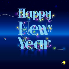 Happy New Year 2021 Blue Night Best Wishes illuminated