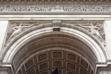  Triumphal arch on the Champs Elysees.Sculpture decoration