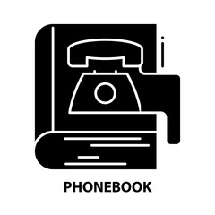 Fototapeta premium phonebook icon, black vector sign with editable strokes, concept illustration