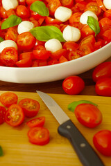 tomato salad with mozzarella balls and basil