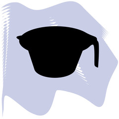 Color mixing plastic hairdresser bowl, bowl for hair bleaching and coloring. Black bowl on lilac spot icon of a set.