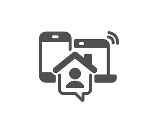 Fototapeta premium Work at home icon. Freelance job sign. Remote office employee symbol. Quality design element. Flat style work home icon. Editable stroke. Vector