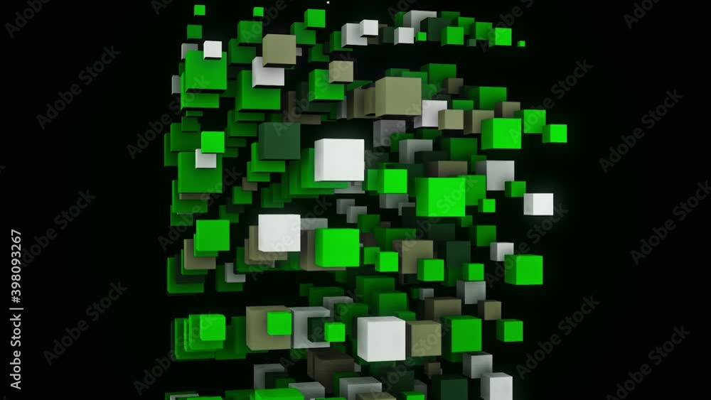 Aufkleber structure of 3d cubes grows. animation. 3d structure of tower rising up from bright colorful cubes. 