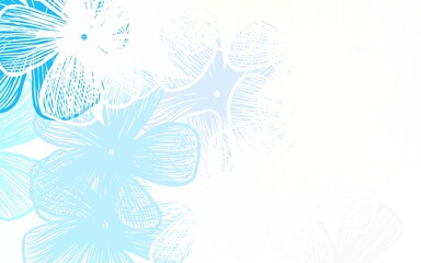 Light Blue, Yellow vector doodle pattern with flowers