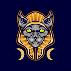 Egyptian Spinx Cat Logo Mascot for your work Logo merchandise t-shirt, stickers and Label, poster, greeting cards advertising business company or brands.
