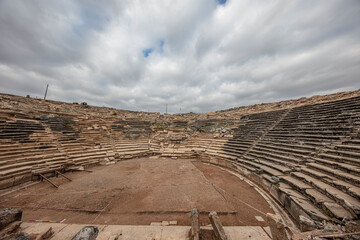 Stadium and ancient theater. Aizonai antique city. Cavdarhisar, Kutahya, Turkey