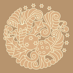 Winter holiday sketches hand-drawn doodles New Year, Christmas