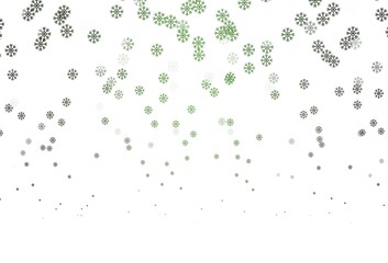 Dark Green vector layout with bright snowflakes.