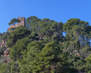 Vista del castillo de Serra, en la provincia de Valencia. Comunidad Valenciana. España. Europa