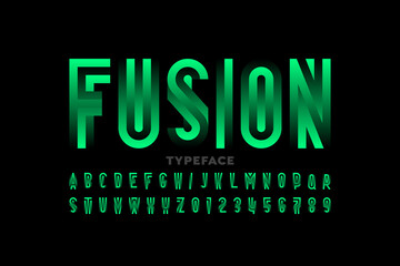 Modern style Fusion font, alphabet letters and numbers 