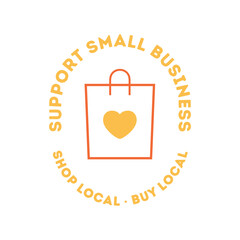 Buy Local, Support Local Text, Small Business Logo, Small Business Saturday, Support Local Company, City Business, Local Neighborhood Business, Entrepreneur Logo, Vector Illustration Background
