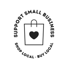 Buy Local, Support Local Text, Small Business Logo, Small Business Saturday, Support Local Company, City Business, Local Neighborhood Business, Entrepreneur Logo, Vector Illustration Background