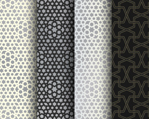 Set of arabesque seamless patterns. Islamic abstract mosaic backgrounds.