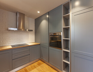 Beautiful Grey Modern Kitchen in a Luxury Apartment