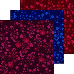 Beautiful collection of three seamless patterns with floral ornaments. Tapestry design with flowers. Vector set.