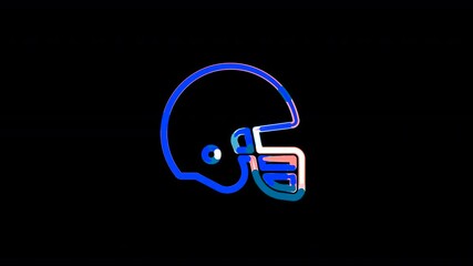 Circles gather in symbol football helmet. After it crumbles in a line and moves to the camera. Alpha channel black - Powered by Adobe