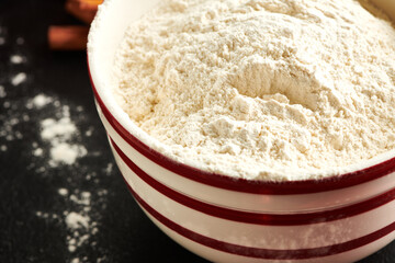 Closeup of Flour in Bowl for Holiday Baking