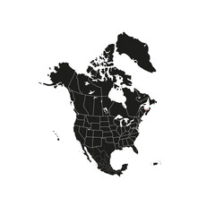 North America with country borders, vector illustration. - 398099800