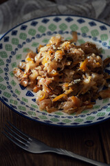 Stewed cabbage with wild mushrooms