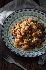 Stewed cabbage with wild mushrooms