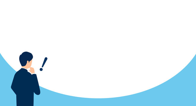 考えるビジネスマンと丸のコピースペース、ベクターイラストレーション