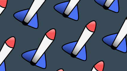 Rocket pattern on blue background