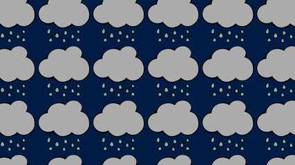 Rainy cloud pattern on dark blue background