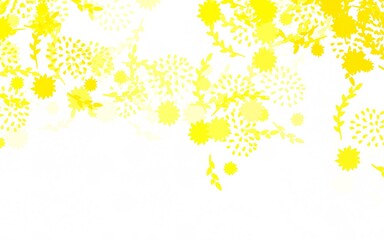 Light Yellow vector doodle background with flowers