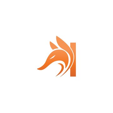 Fox head icon combination with letter I logo icon design