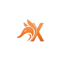 Fox head icon combination with letter X logo icon design