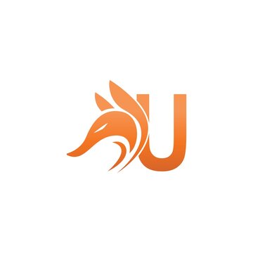 Fox head icon combination with letter U logo icon design