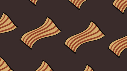 Cartoon bacon pattern on dark background
