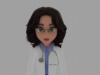 3d model of a female doctor on a white background.