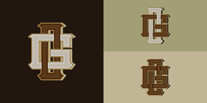 Vintage GO,OG,O,G initial letter monogram with gold and white color 