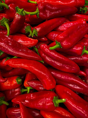 Delicious vegetables at the weekend market . Red pepper