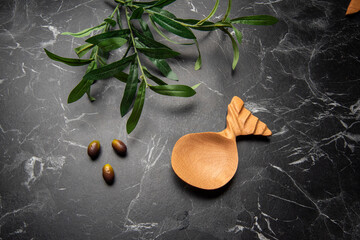 hand made wood carved spoon at the kitchen