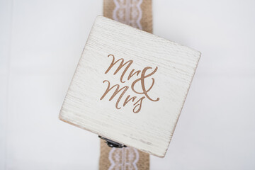 Mr and Mrs wooden ring box