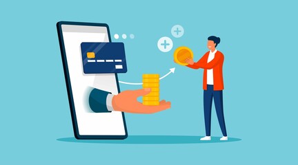 Customer receiving cash back money