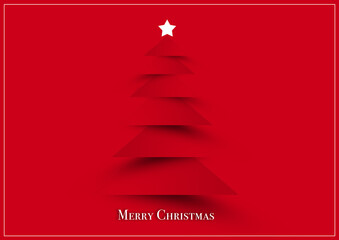 Christmas tree card background. Red Christmas tree as symbol of Happy New Year, Merry Christmas holiday celebration. 
